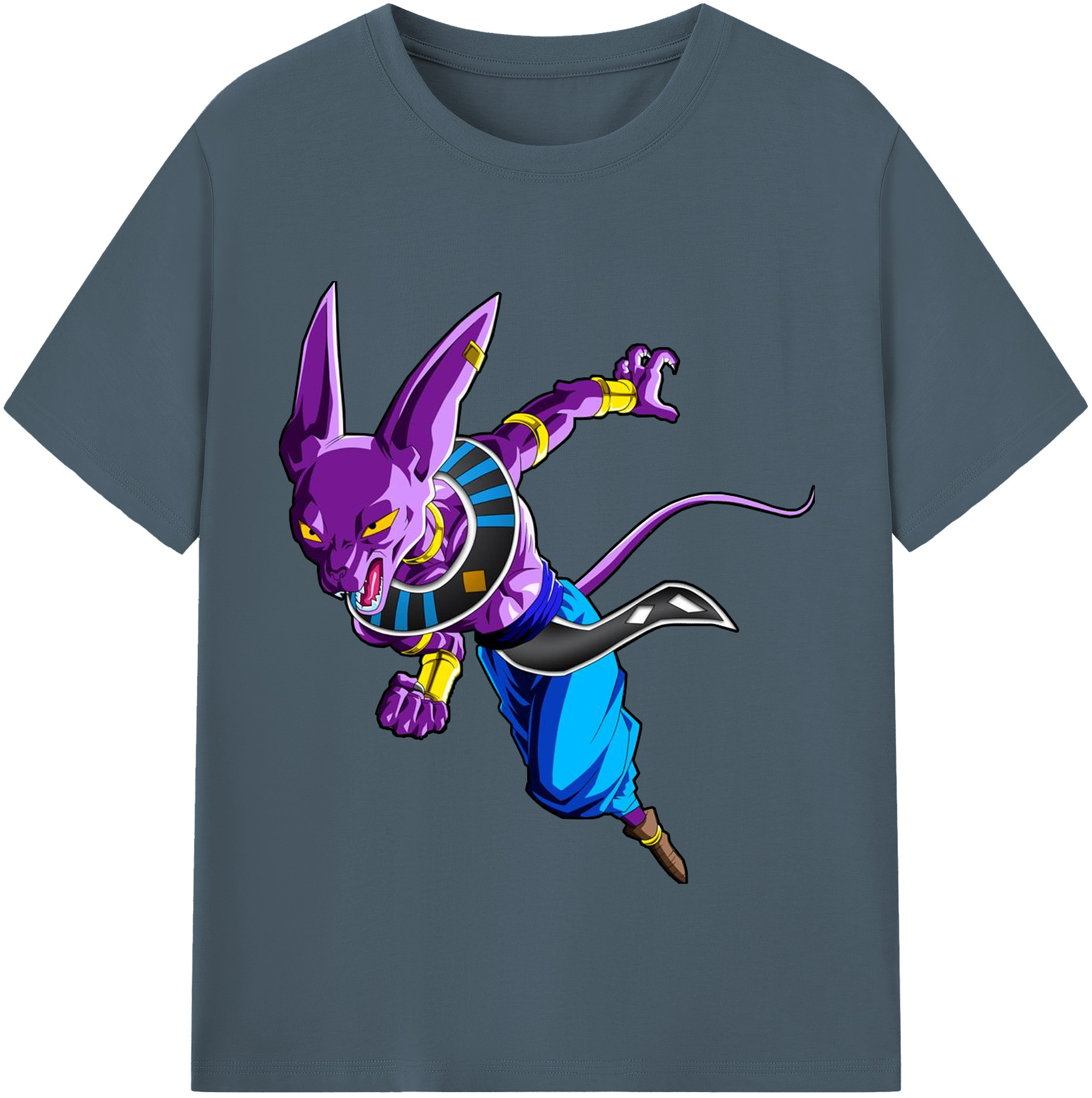 （画像用） ドラゴンボール ビルス 破壊神ビルス DRAGON BALL Beerus Birusu 綿100％半袖Tシャツ（フロントプリント）